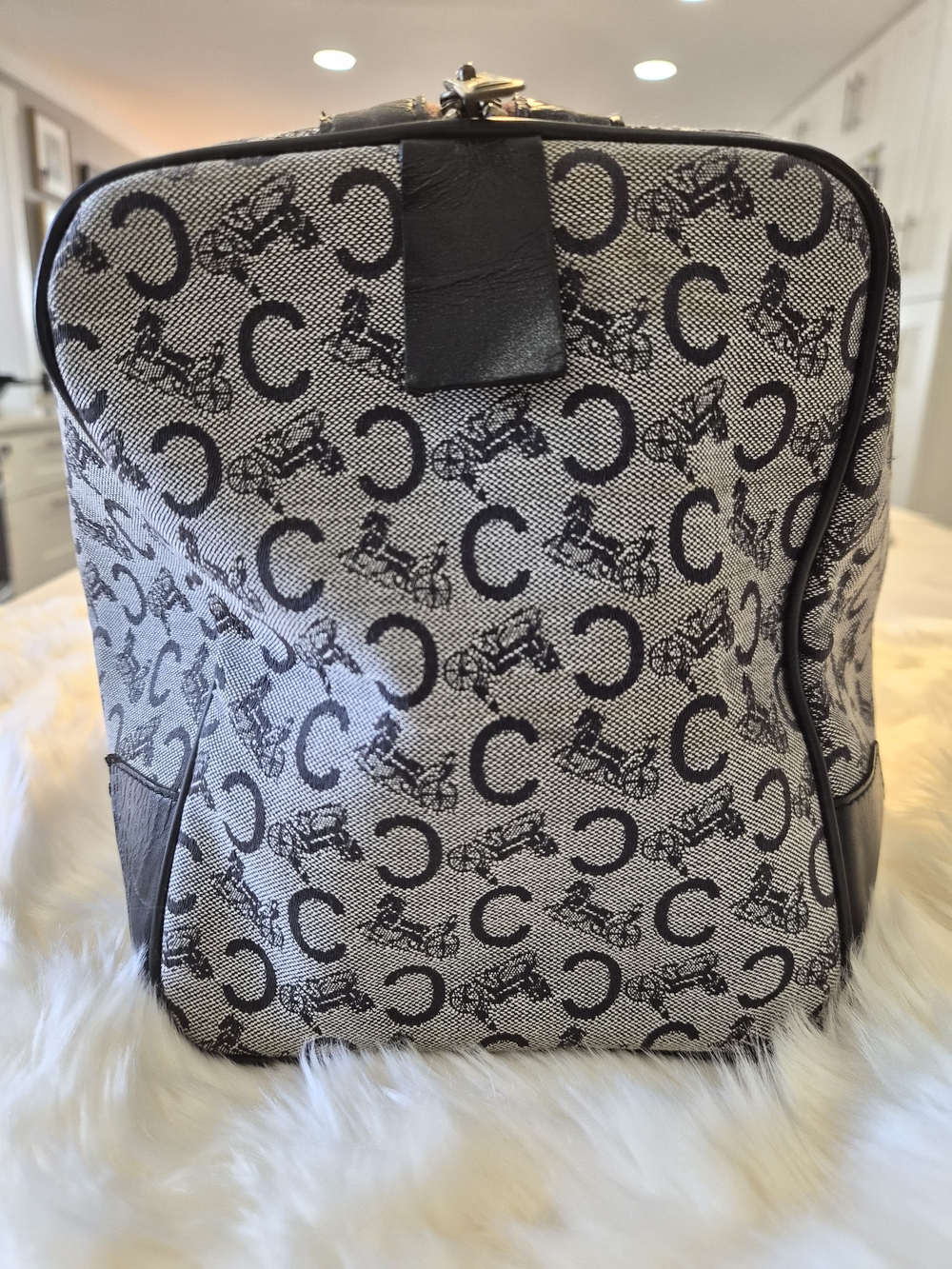 Celine Cream & Black Monogram Travel Duffle - Picture 3 of 14
